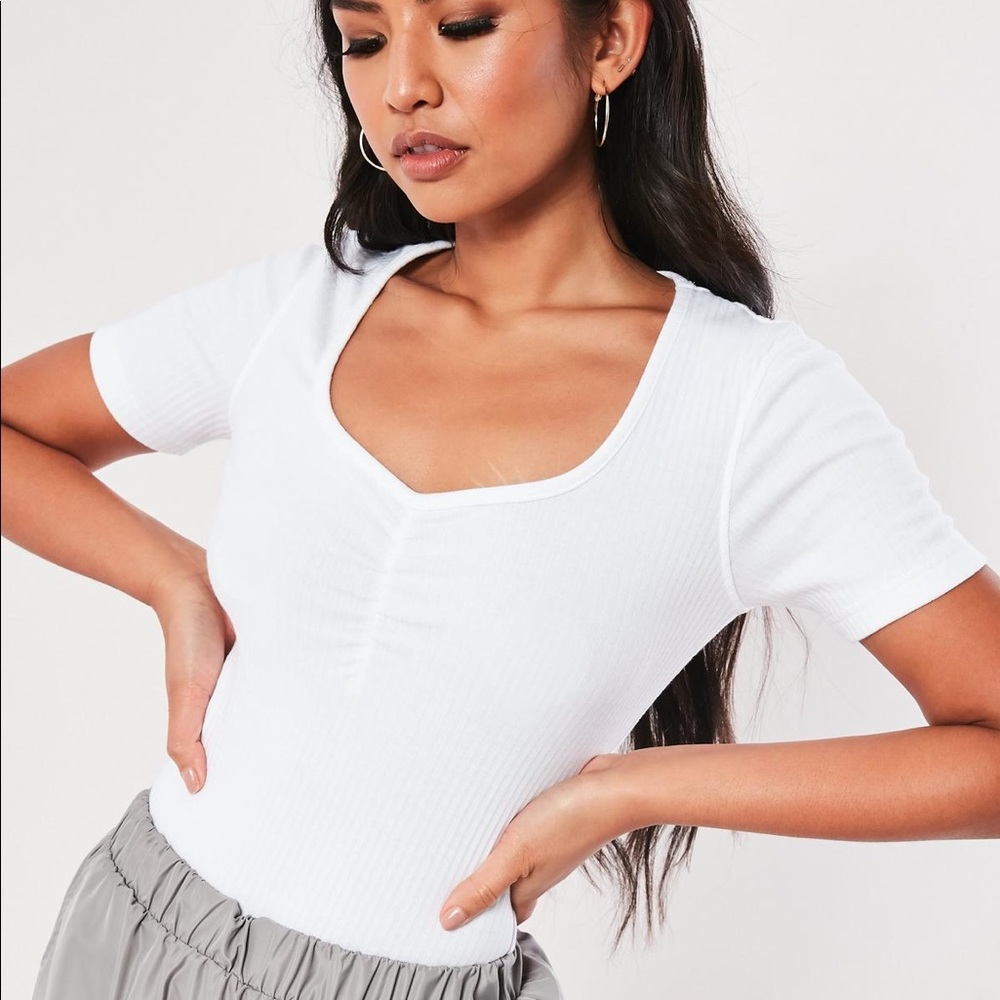 NEW 2 Ribbed Tops Gray and White